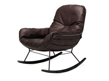 LEYASOL ROCKING LOUNGE - Rocking upholstered leather armchair with armrests by Freifrau