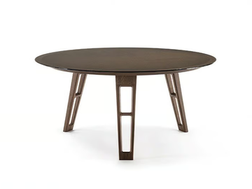 AXEL - Round wood and glass table by Frigerio