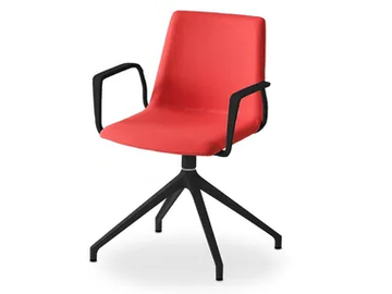 AKAMI IU BR - Upholstered trestle-based chair with armrests by GABER