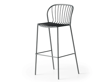 AMITHA STOOL - High steel stool with back by GABER