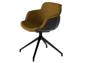 CHOPPY SLEEK U - Swivel upholstered chair with armrests by GABER