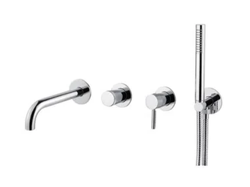 TOKYO - Wall-mounted Recessed steel bathtub set with hand shower by Gaia Mobili