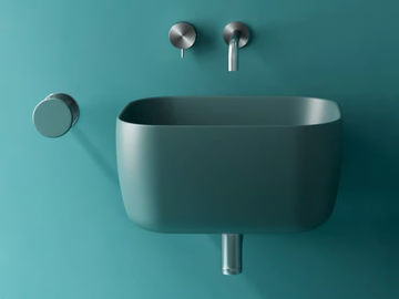 LOLA - Wall-mounted rectangular ceramic washbasin by GALASSIA