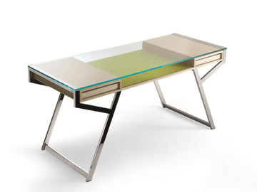 LUÌ - Glass and Stainless Steel secretary desk with drawers by Gallotti&Radice