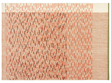BACKSTITCH BUSY BRICK - Striped rectangular handmade wool rug by GAN