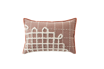 BANDAS A - Rectangular hand embroidered wool cushion by GAN