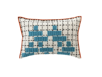 BANDAS C - Rectangular hand embroidered wool cushion by GAN