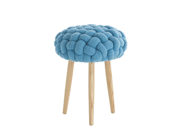 BLUE KNITTED STOOL - Upholstered wool stool by GAN