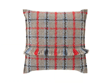 GARDEN LAYERS BLUE - Square tartan outdoor polypropylene cushion by GAN