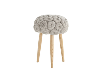 GREY KNITTED STOOL - Upholstered wool stool by GAN