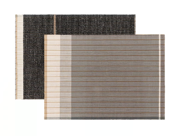 REVERSIBLE BLACK - Rectangular rug in wool, linen and cotton by GAN