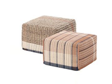 REVERSIBLE PINK - Square pouf in wool, linen and cotton by GAN