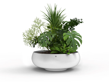 ARIEL - Low round fiberglass garden vase by GANSK