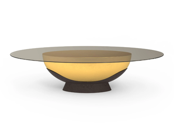 IMPERA - Oval table with fiberglass base and tempered glass top by GANSK