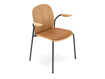 BOOK - Stackable oak chair with integrated cushion by GAZZDA