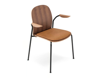 BOOK - Stackable walnut chair with integrated cushion by GAZZDA