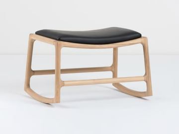 DEDO - Sled base leather and oak footstool by GAZZDA