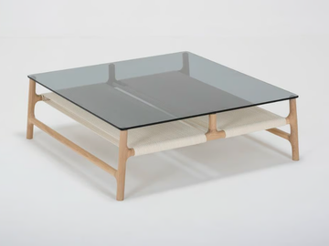 FAWN - Low square wood and glass coffee table by GAZZDA