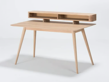 STAFA - Rectangular oak writing desk with bookcase by GAZZDA