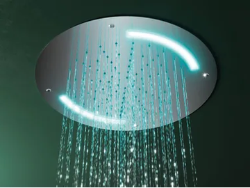PIA19G - Round ceiling mounted steel overhead shower with chromotherapy by GEDA