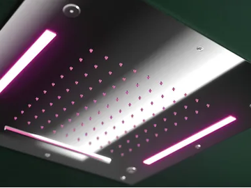 PIA21G - Square ceiling mounted steel overhead shower with chromotherapy by GEDA