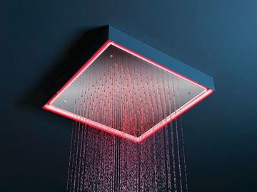 PIA29G - Square ceiling mounted steel overhead shower with chromotherapy by GEDA