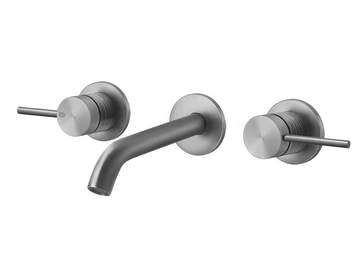 TRAME - 3 hole wall-mounted stainless steel washbasin mixer by Gessi