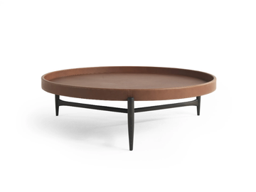 CHAMBERS - Low round tanned leather coffee table by Gianfranco Ferré Home