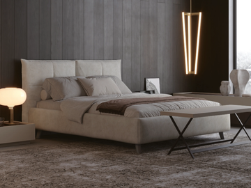 ATELIER - Upholstered leather storage bed by Giessegi