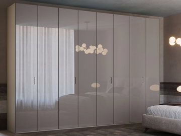 CRISTAL - Built-in wooden wardrobe with coplanar doors by Giessegi