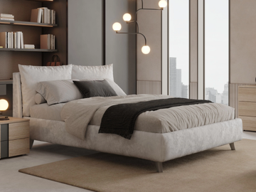 DALTON - Upholstered leather double bed by Giessegi