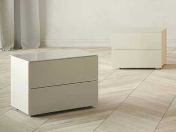 GLASS - Rectangular wooden bedside table with drawers by Giessegi