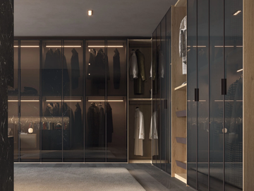 JERRY - Built-in wooden wardrobe with coplanar doors by Giessegi