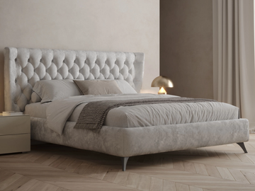 KING - Upholstered leather double bed with tufted headboard by Giessegi