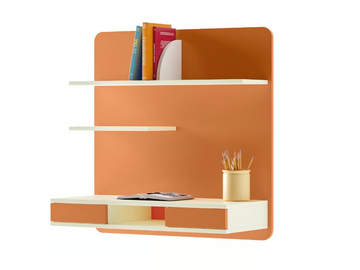 SQUARE - Rectangular wooden Kids writing desk with bookcase by Giessegi