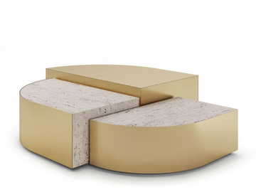 STRATA - Travertine and brass coffee table by Ginger & Jagger