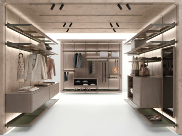 REIWA - Sectional ash walk-in wardrobe with integrated lighting by Giorgetti