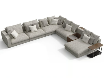 SKYLINE - Corner modular fabric sofa with chaise longue by Giorgetti