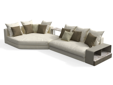 SKYLINE - Modular sectional leather sofa with chaise longue by Giorgetti