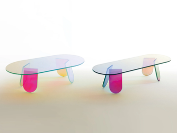SHIMMER - Low oval crystal coffee table by Glas Italia