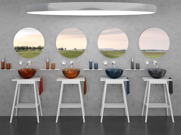 BLOOM - Floor-standing single vanity unit with towel rail by Glass Design
