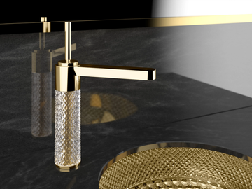 CWT - Single handle countertop crystal washbasin mixer by Glass Design