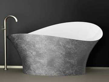 FLOWER STYLE SILVER - Freestanding silver leaf bathtub by Glass Design