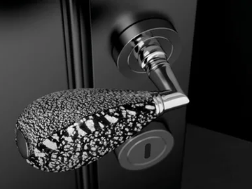 GOCCIA BLACK/SILVER LEAF - Murano glass door handle by Glass Design