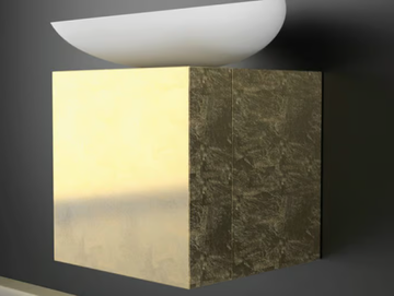 LEONARDO CUBUS GOLD LEAF KOOL MAX WHITE - Wall-mounted vanity unit by Glass Design