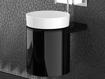 LEONARDO KOIN MEDIO BLACK RHO WHITE - Wooden vanity unit by Glass Design