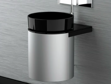 LEONARDO KOIN MEDIO DARK INOX RHO BLACK - Wooden vanity unit by Glass Design