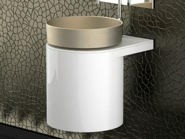 LEONARDO KOIN MEDIO WHITE RHO PLATINUM - Wooden vanity unit by Glass Design