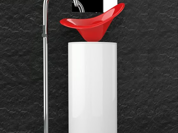 LEONARDO KOIN XL FLOWER RED FERRARI - Floor-standing wooden vanity unit by Glass Design