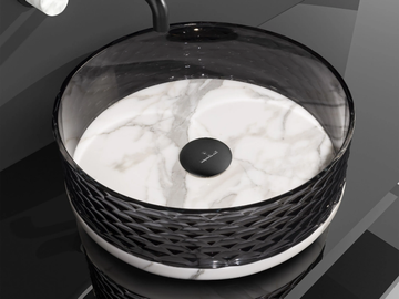 MARMOFUSION - Countertop round marble and crystal washbasin by Glass Design